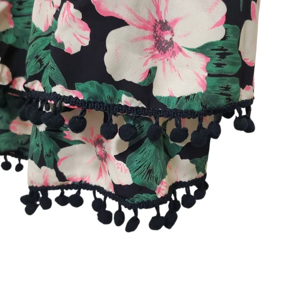 Tropical Boho Tank With Pom Pom Fringe Layered Ruffles - Picture 5 of 9